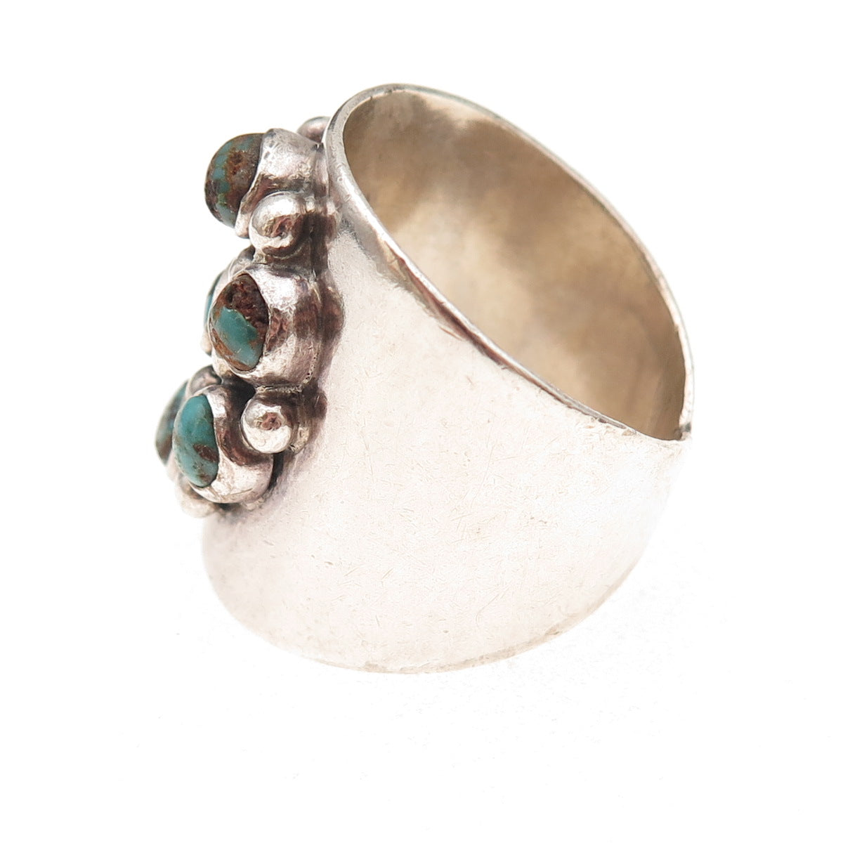 Bernice Bonney Navajo Old Pawn Sterling Silver Vintage Turquoise Ring Size 12.75