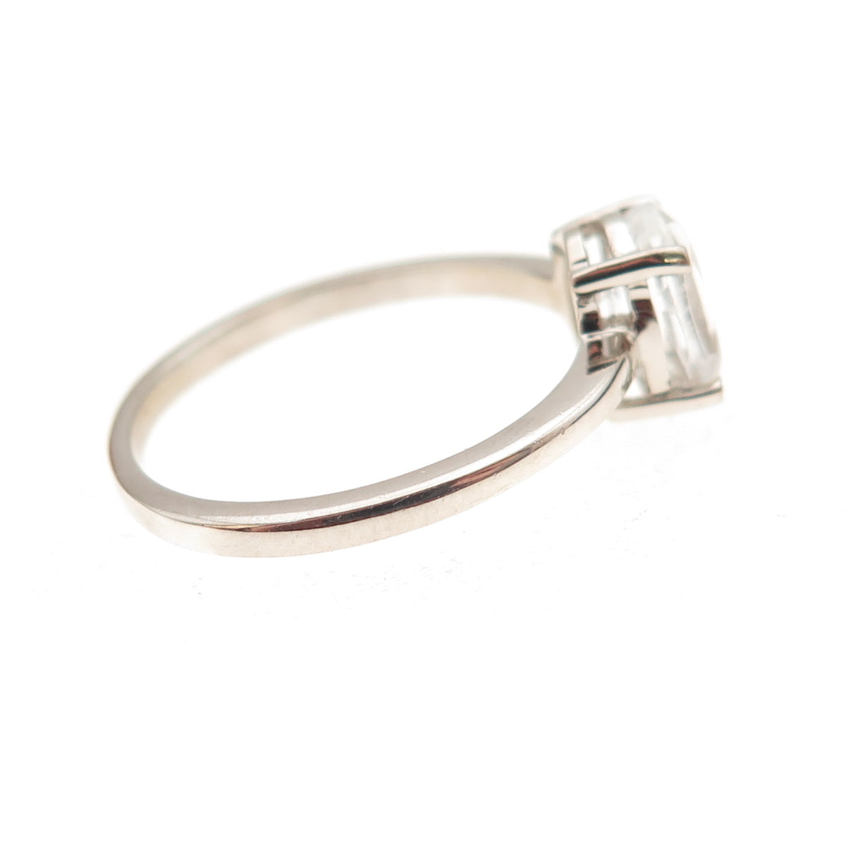Dazzlers 925 Sterling Silver Real Oval-Cut White Topaz Engagement Ring Size 7