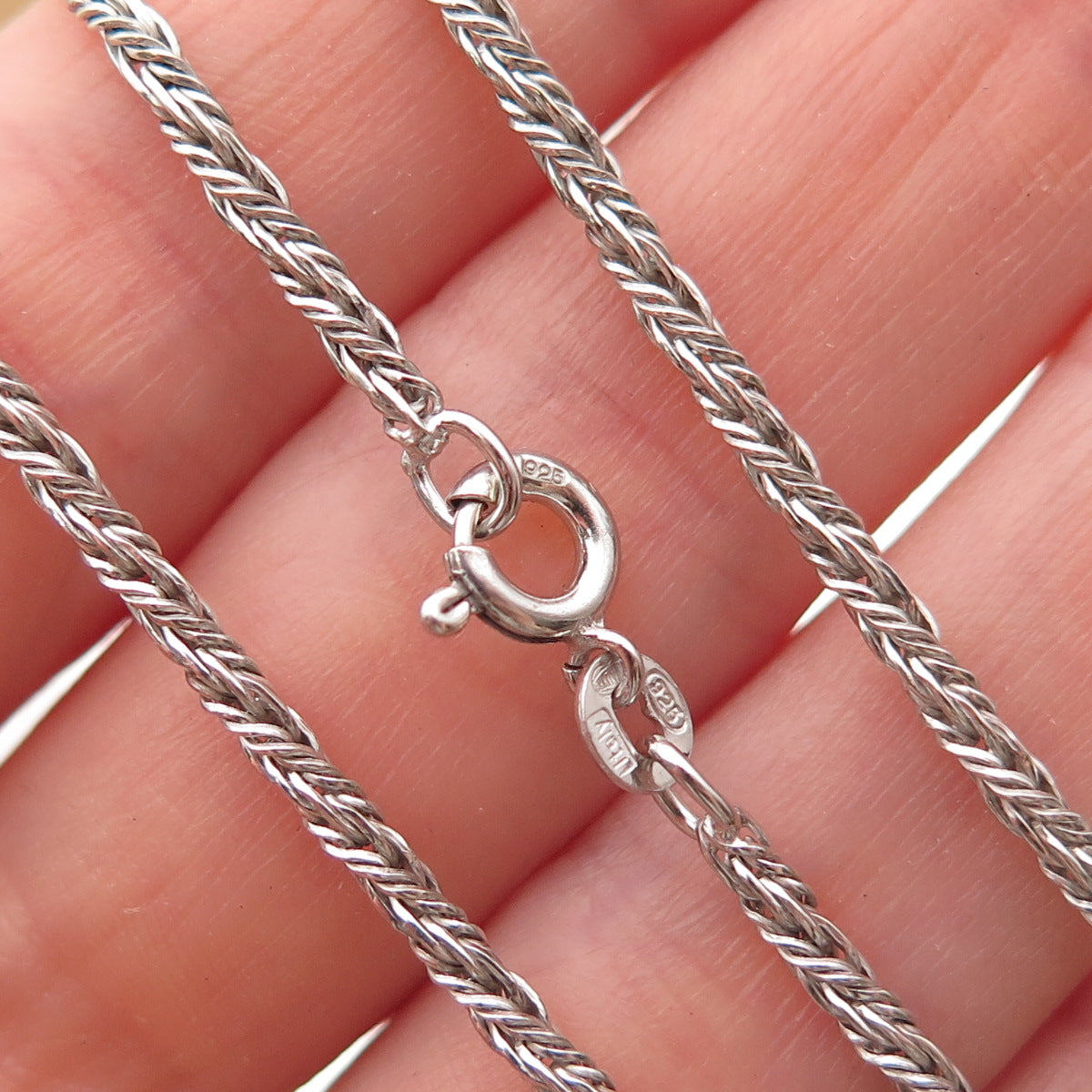 UnoAErre 925 Sterling Silver Vintage Italy Twisted Rope Chain Necklace 24"