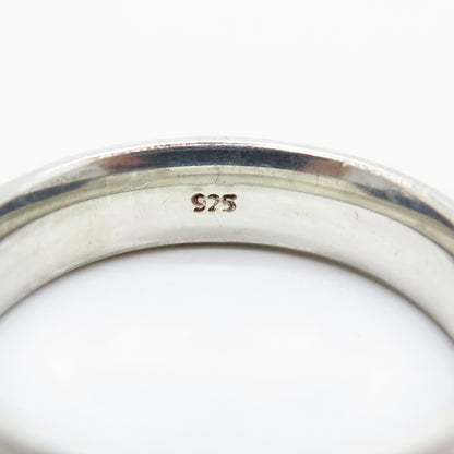 925 Sterling Silver C Z Etched Band Ring Size 11.25