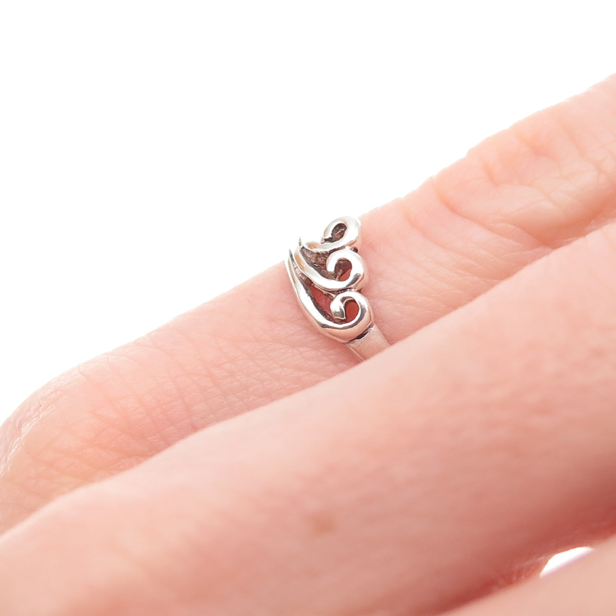 925 Sterling Silver Vintage Wave Oxidized Adjustable Ring Size 2.75