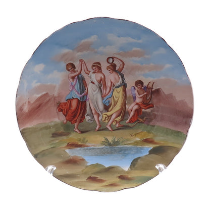 ANGELICA KAUFFMAN Antique Austria Cupid Hand Painted Porcelain Cabinet Plate