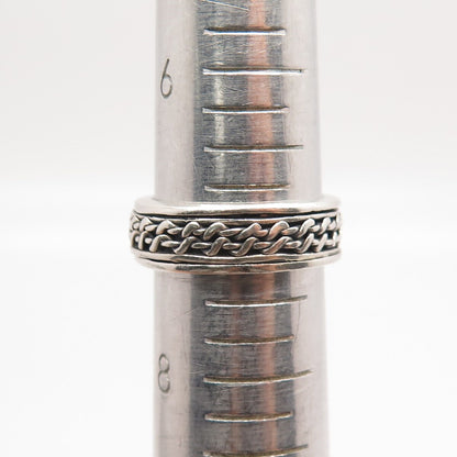 925 Sterling Silver Vintage Wicker Band Ring Size 7.25