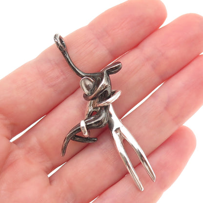 925 Sterling Black Rhodium Vintage Mexico Dancing Couple Modernist Pendant