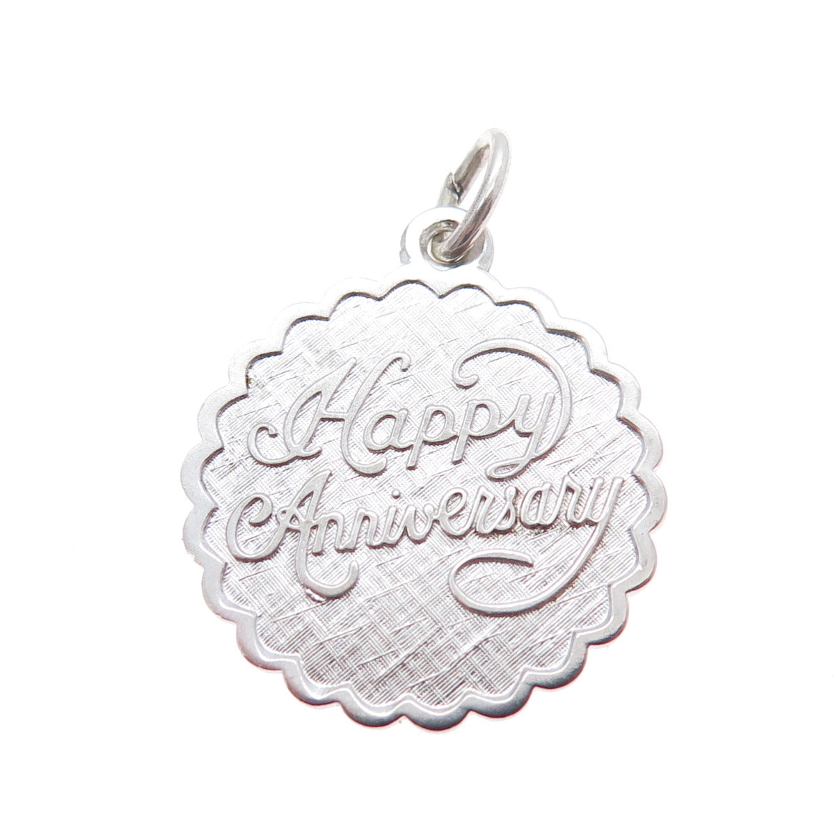 LAMODE 925 Sterling Silver Vintage Happy Anniversary Charm Pendant