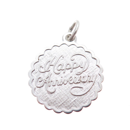 LAMODE 925 Sterling Silver Vintage Happy Anniversary Charm Pendant