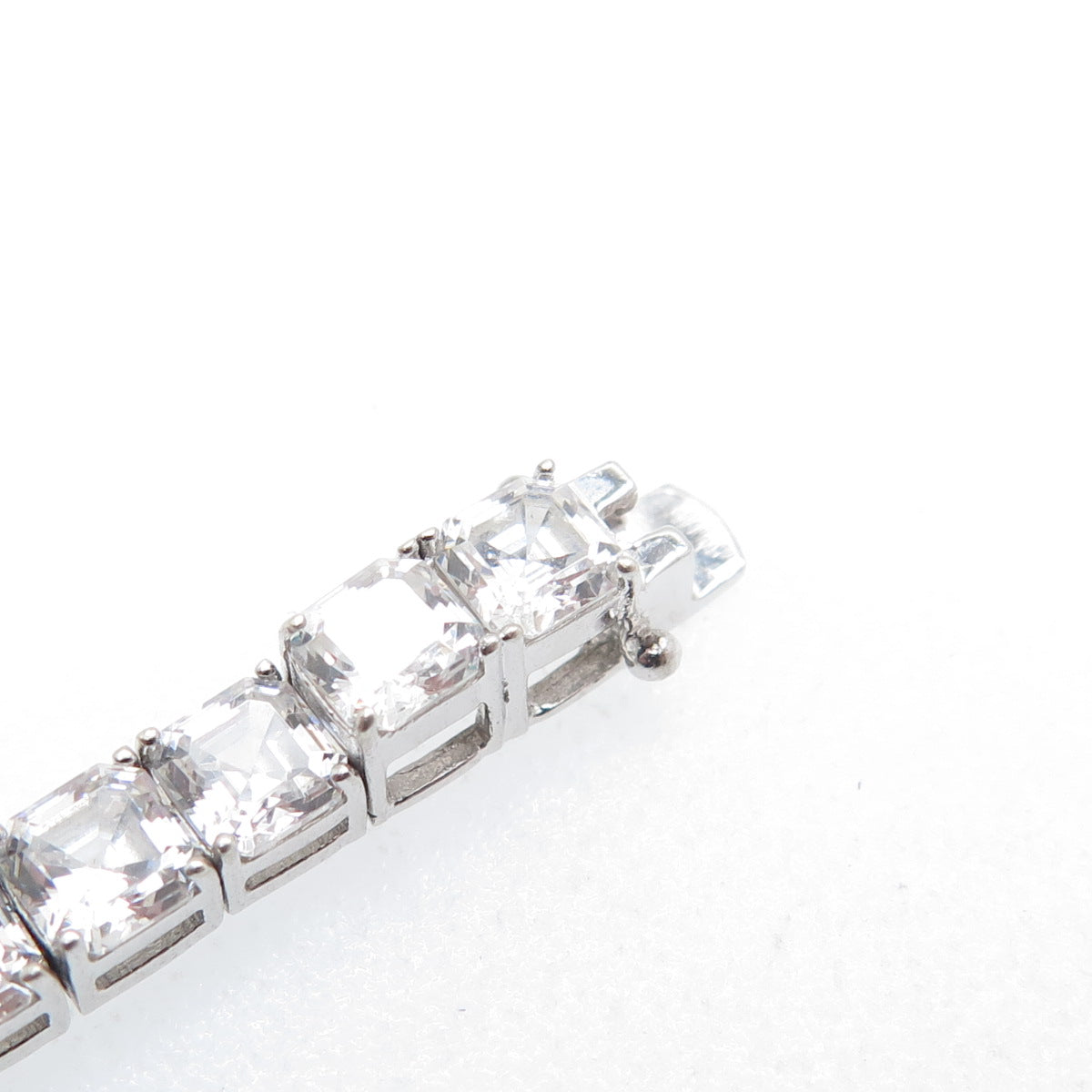 925 Sterling Silver Asscher-Cut C Z Tennis Link Bracelet 7.5"