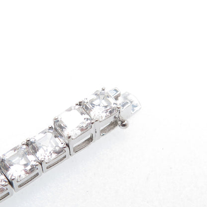 925 Sterling Silver Asscher-Cut C Z Tennis Link Bracelet 7.5"