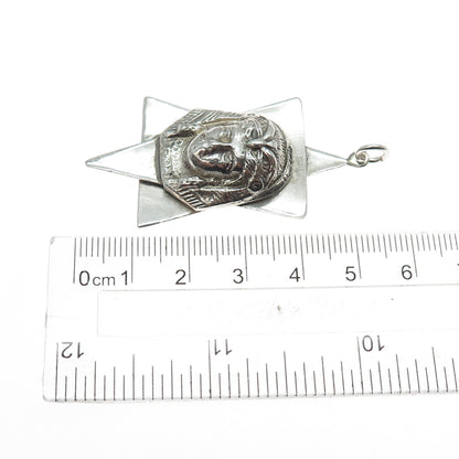 925 Sterling Silver Antique Art Deco Egyptian Pharaoh Star of David Pendant