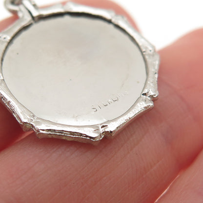 925 Sterling Silver Vintage Rhinestone Merry Christmas Fireplace Charm Pendant