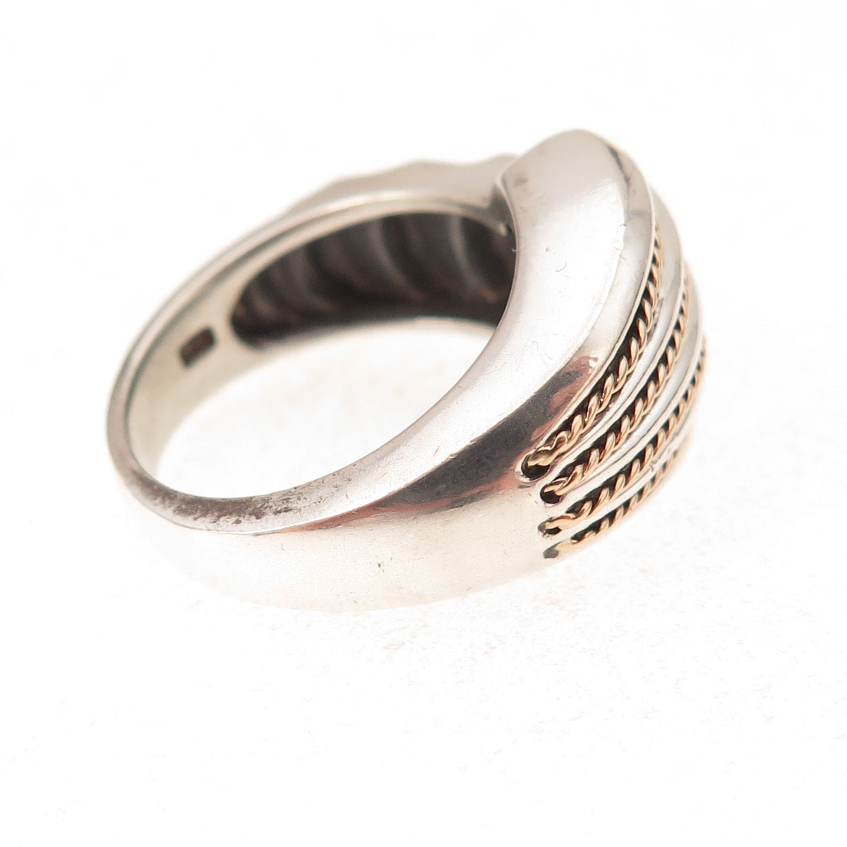 Monica Jain 925 Sterling Silver 14K Gold Vintage Seashell Ring Size 7