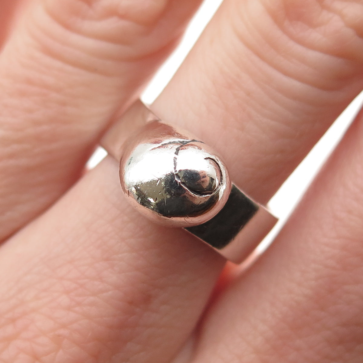 MIGNON FAGET 925 Sterling Silver Vintage Modernist Shell Ring Size 7.75