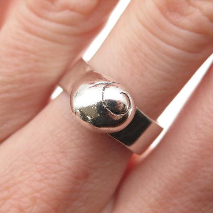 MIGNON FAGET 925 Sterling Silver Vintage Modernist Shell Ring Size 7.75