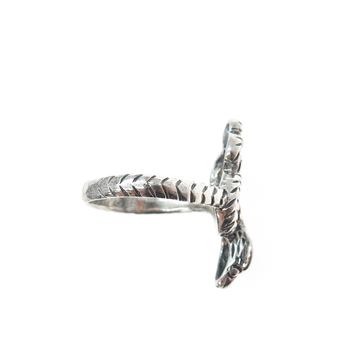 925 Sterling Silver Vintage Cobra Snake Oxidized Ring Size 8.25