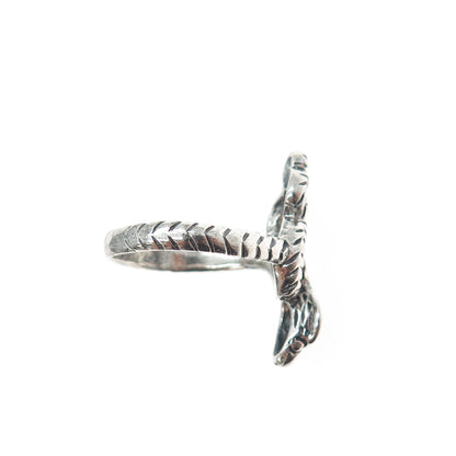 925 Sterling Silver Vintage Cobra Snake Oxidized Ring Size 8.25