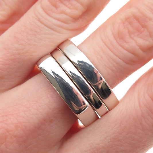 Gucci Sterling Silver Vintage Italy SET of 3 Hexagon Stackable Rings Size 8.75