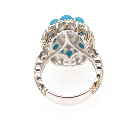 Michael Valitutti Gems En Vogue Sterling 2-Tone Turquoise Tanzanite Ring Size 8