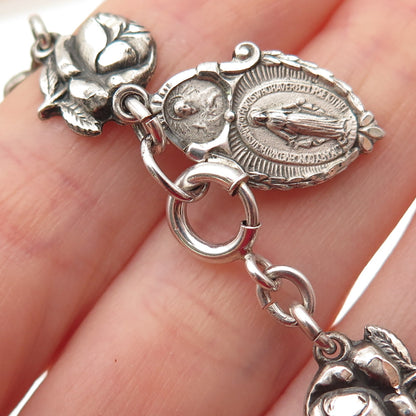 925 Sterling Antique Art Deco St. Mary Christopher Joseph Michael Bracelet 6.5"