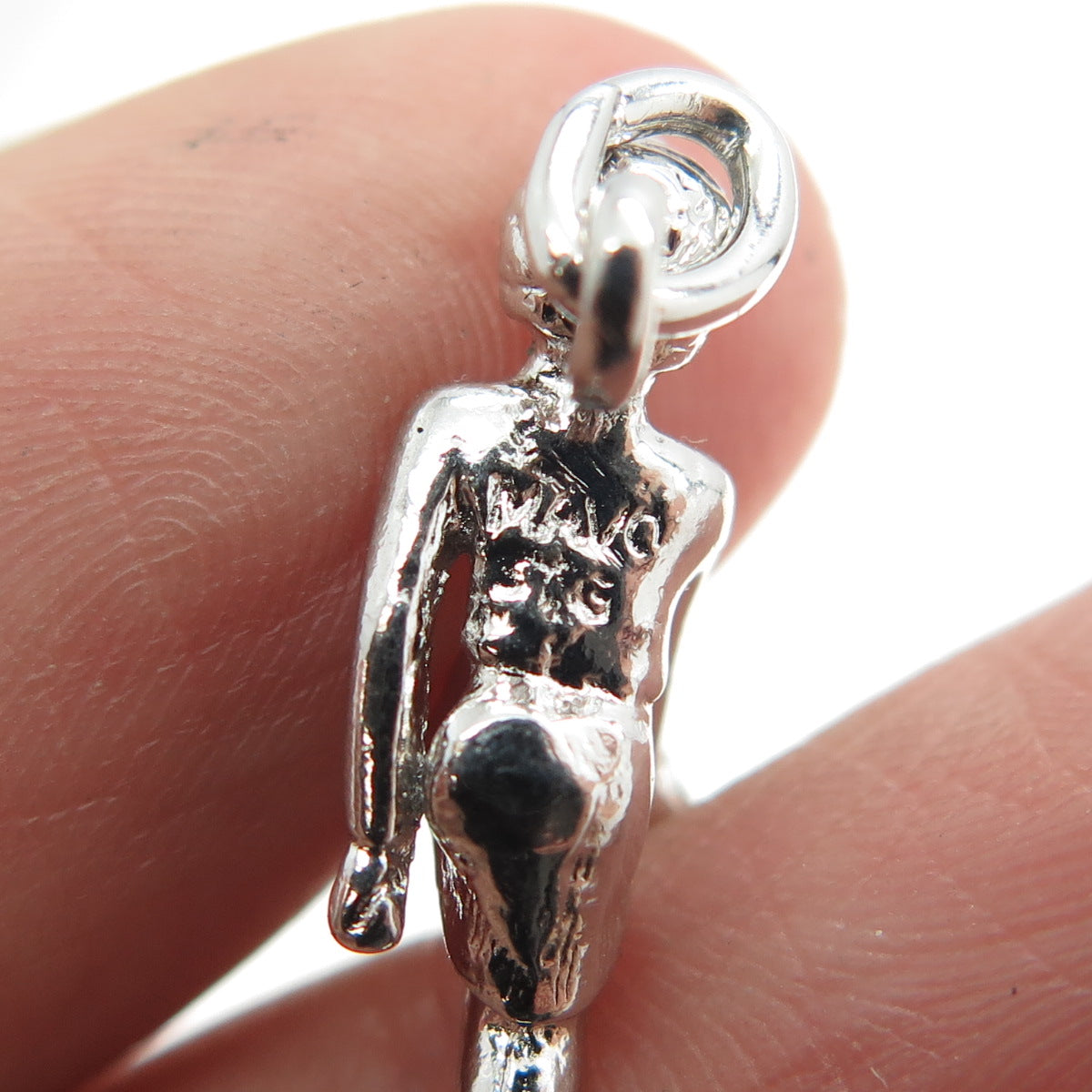 MAVO 925 Sterling Silver Antique Art Deco Bowling Girl 3D Pendant