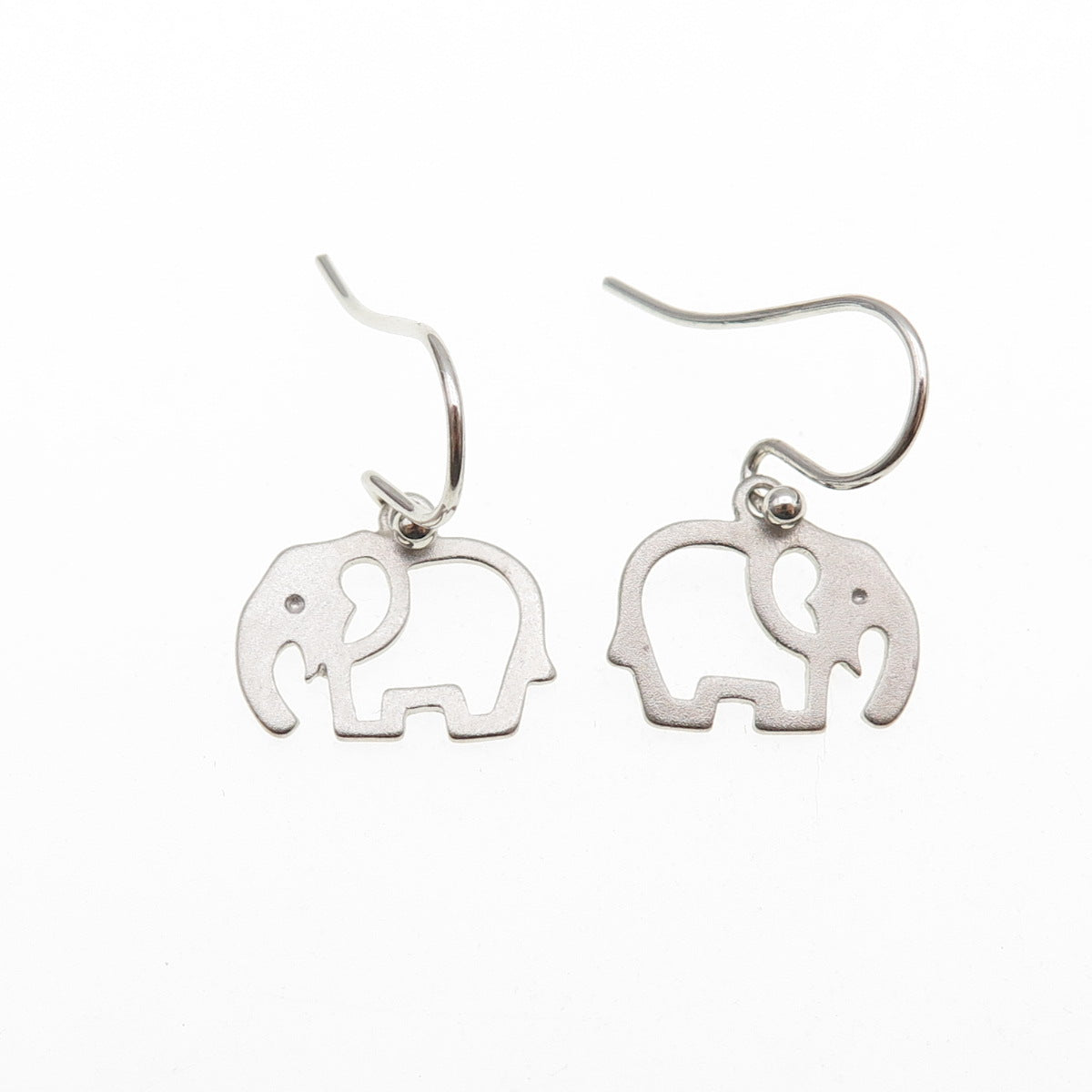 925 Sterling Silver Elephant Dangle Earrings