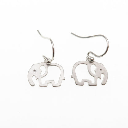 925 Sterling Silver Elephant Dangle Earrings