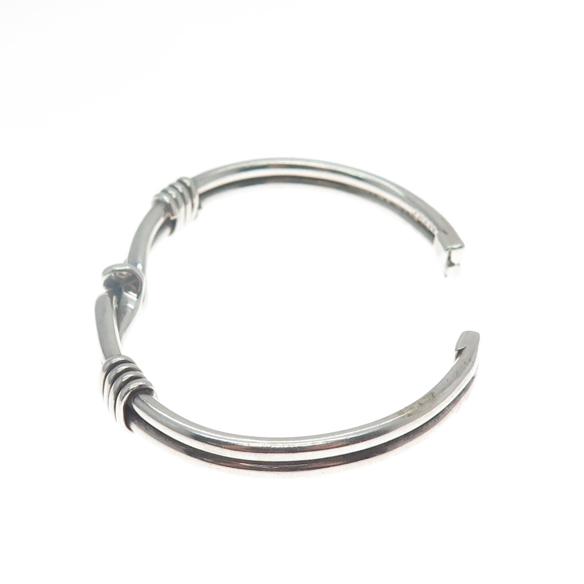 925 Sterling Silver Vintage Mexico Love Touch Adjustable Cuff Bracelet 5.75"