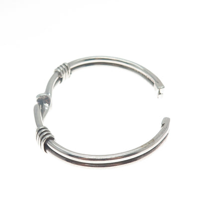 925 Sterling Silver Vintage Mexico Love Touch Adjustable Cuff Bracelet 5.75"