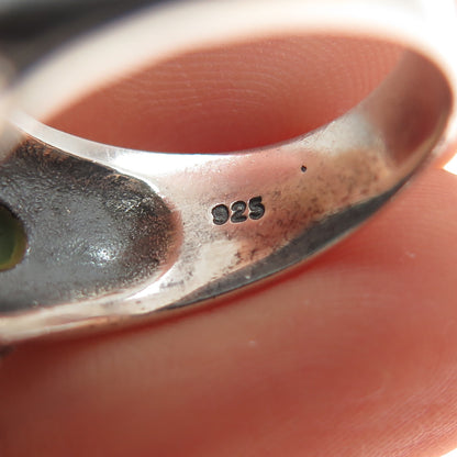 925 Sterling Silver Vintage Real Turquoise Modernist Ring Size 8.5