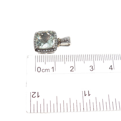 SAI 925 Sterling Silver Real Prasiolite & C Z Green Love Mini Charm Pendant