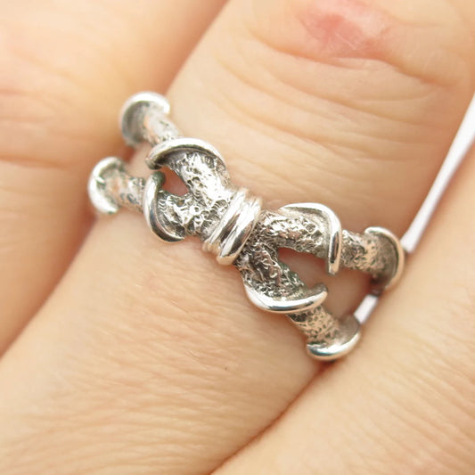 925 Sterling Silver Vintage Nugget Tribal Ring Size 6 3/4