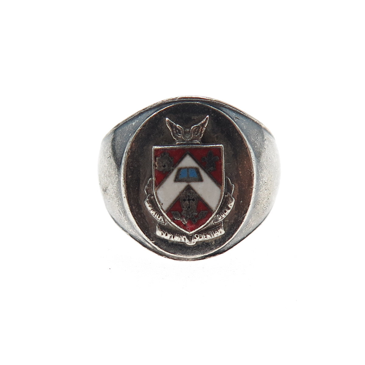 925 Sterling Silver Antique Art Deco Enamel College Fraternity Ring Size 8