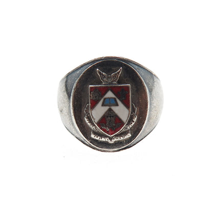 925 Sterling Silver Antique Art Deco Enamel College Fraternity Ring Size 8