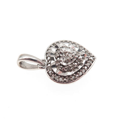 925 Sterling Silver Real Round-Cut Diamond Heart Mini Charm Pendant