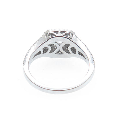 925 Sterling Silver Princess & Round-Cut C Z Engagement Ring Size 6.75