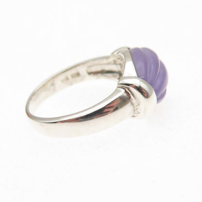 CNA Pranda 925 Sterling Silver Vintage Real Lavender Jade Modernist Ring Size 7