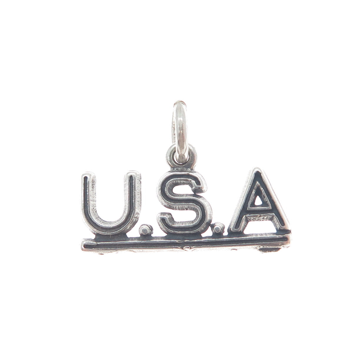 925 Sterling Silver Vintage USA Oxidized Minimalist Charm Pendant