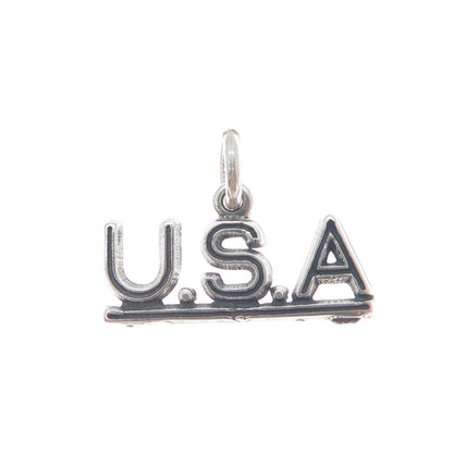 925 Sterling Silver Vintage USA Oxidized Minimalist Charm Pendant