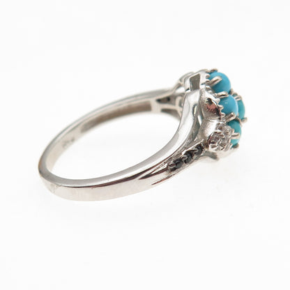 Chuck Clemency 925 Sterling Silver Real Turquoise White Topaz Spinel Ring Size 8