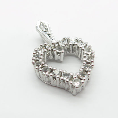 925 Sterling Silver C Z Open Heart Pendant