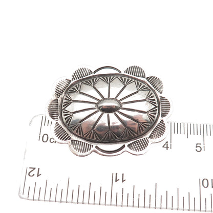 Old Pawn Sterling Silver Vintage Southwestern Concho Oxidized Tribal Pin Brooch