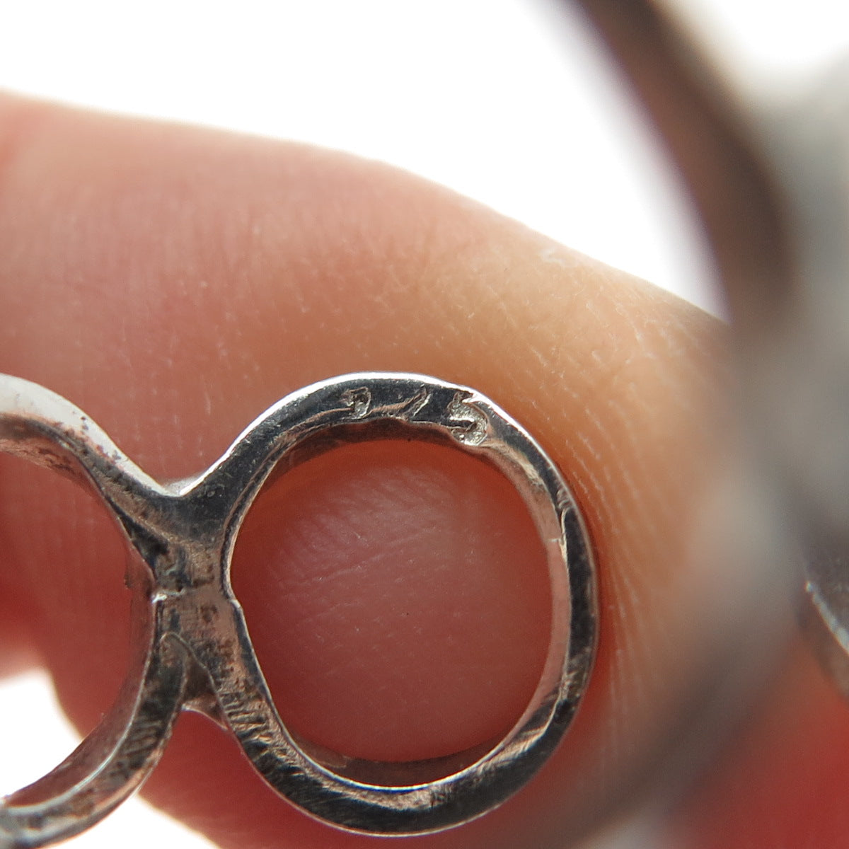 925 Sterling Silver Vintage Modernist Circle Link Adjustable Ring Size 8.25