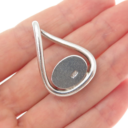 925 Sterling Silver Vintage Real Tiger Eye Teardrop Charm Pendant