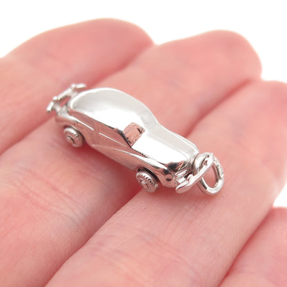925 Sterling Silver Vintage Retro Car Movable 3D Charm Pendant