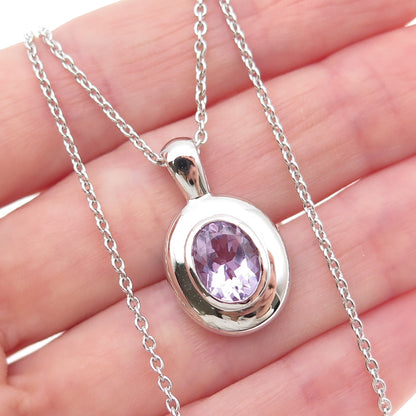 ANNIKA WITT 925 Sterling Silver Real Amethyst Cable Chain Necklace 16"