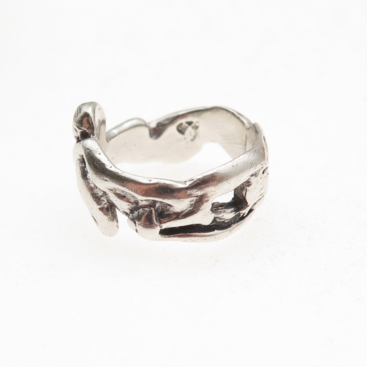 925 Sterling Silver Vintage Erotic Scene Oxidized Band Ring Size 5.75