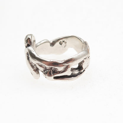 925 Sterling Silver Vintage Erotic Scene Oxidized Band Ring Size 5.75