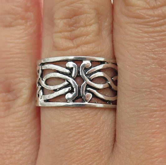 MWS Mark Wasserman Samara 925 Sterling Silver Vintage Ornate Band Ring Size 7.75