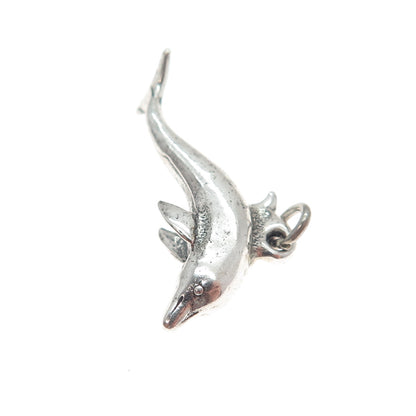 925 Sterling Silver Vintage Dolphin 3D Charm Pendant