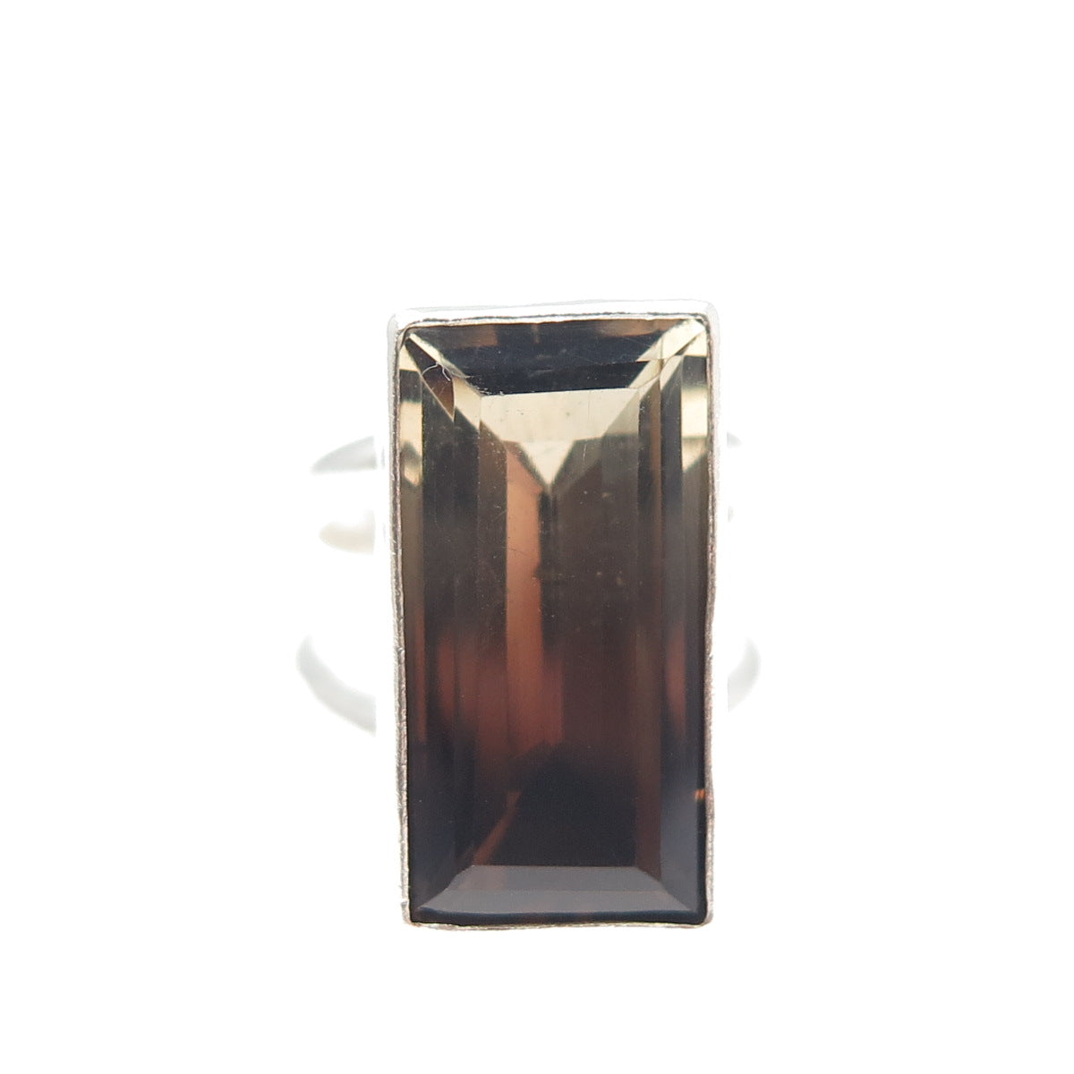 925 Sterling Silver Vintage Real Smoky Quartz Statement Ring Size 5.5