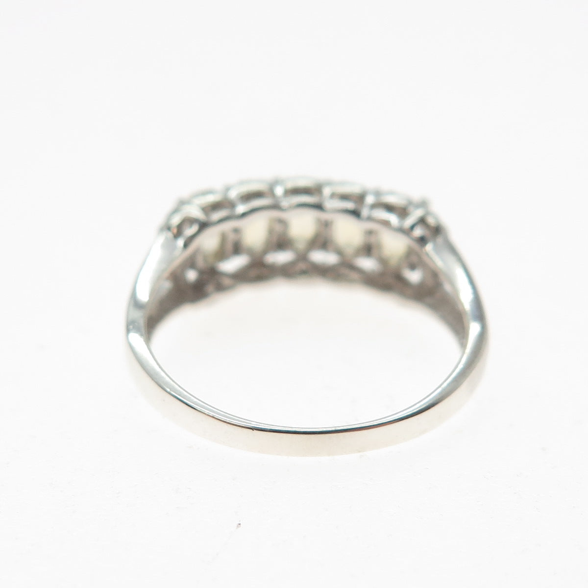 LUCENT LJ 925 Sterling Silver Real Round-Cut Diamond & Citrine Ring Size 7.25